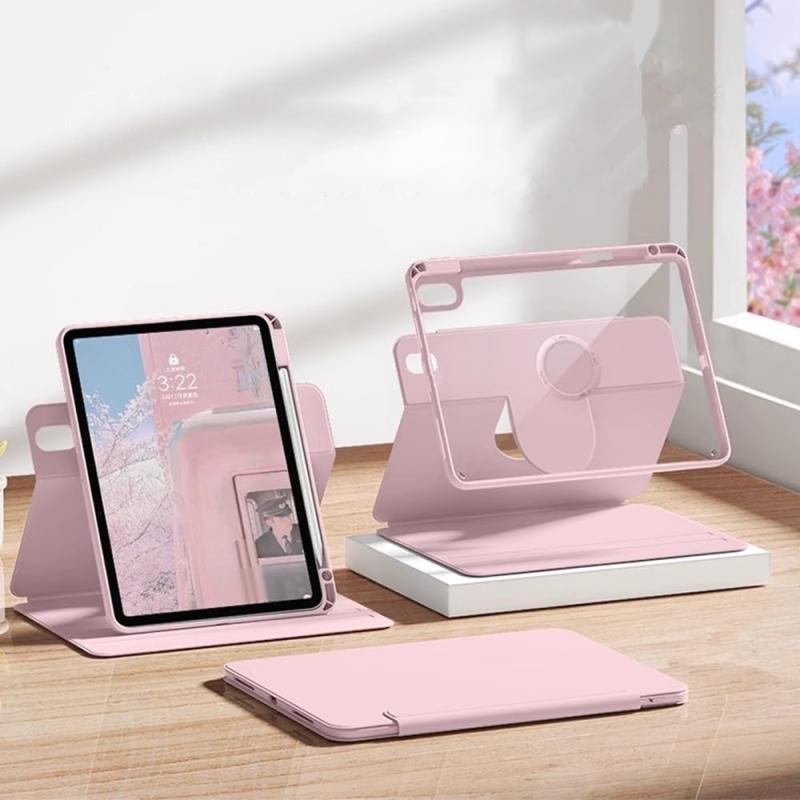 360度回転式 iPad 10.2 ケース 縦置き 横置き iPad 9 第9世代 iPad 8 第8世代 iPad 7 第7世代 ケース 透明カバー 2 in 1 磁気吸着 分離式 PUレザー 軽量 薄型 Apple Pencil 2 充電対応 耐衝撃