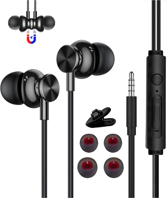 イヤホン 3m 有線イヤホン マイク付き 磁気設計 ノイズキャンセリング ステレオイヤフォン 延長ケーブル インナーイヤー型 ヘッドホン 3.5mmジャック 全ての3.5mmインターフェース機器に対応