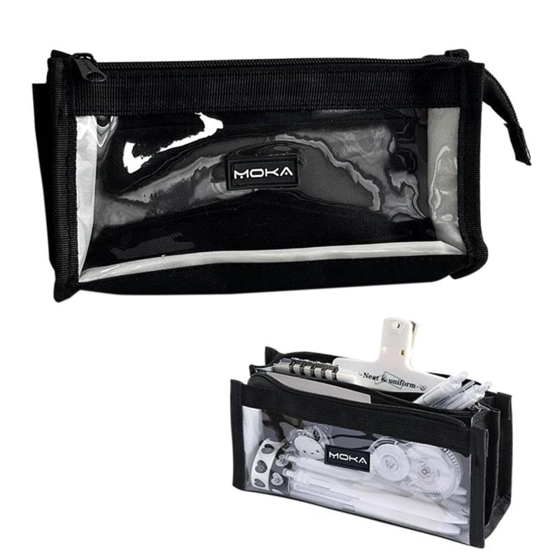 Doyime ペンケース 筆箱 大容量 多機能 透明 シンプル おしゃれ 筆入れ 小物収納 男の子 女の子 子供 小学生 中学生 高校生 大学生 黒 ブラック(...