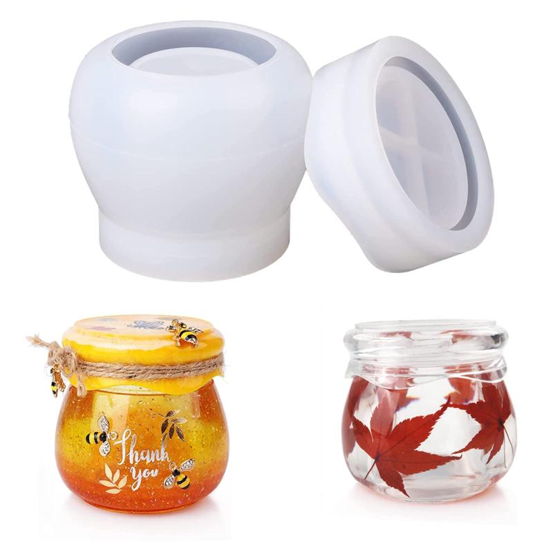 シリコンモールド 小物入れ 蓋付き ジャー 収納ケース ボトル レジン モールド uvレジン 型 抜き型 シリコン型 ハンドメイド 手作り(3)