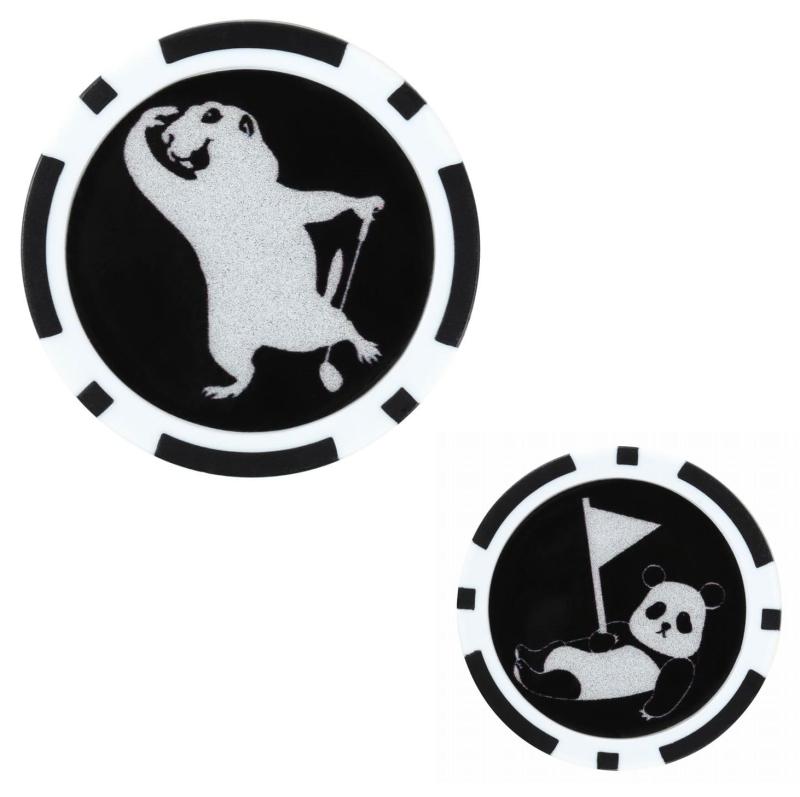 面白 ゴルフ マーカー 裏表 両面デザイン 40mm おもしろ カジノチップ風 グリーンマーカー ハットクリップ 対応