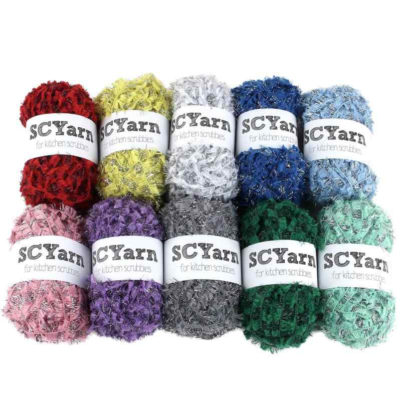 SCYarn 韓国産たわし糸12色セット 1玉当たり約75m 計400g、900m ポリエステル毛糸