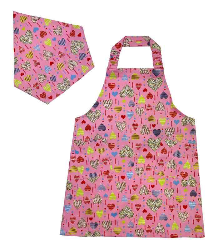 [スマイリッシュ] ピンクハート 子供用エプロン・三角巾セット