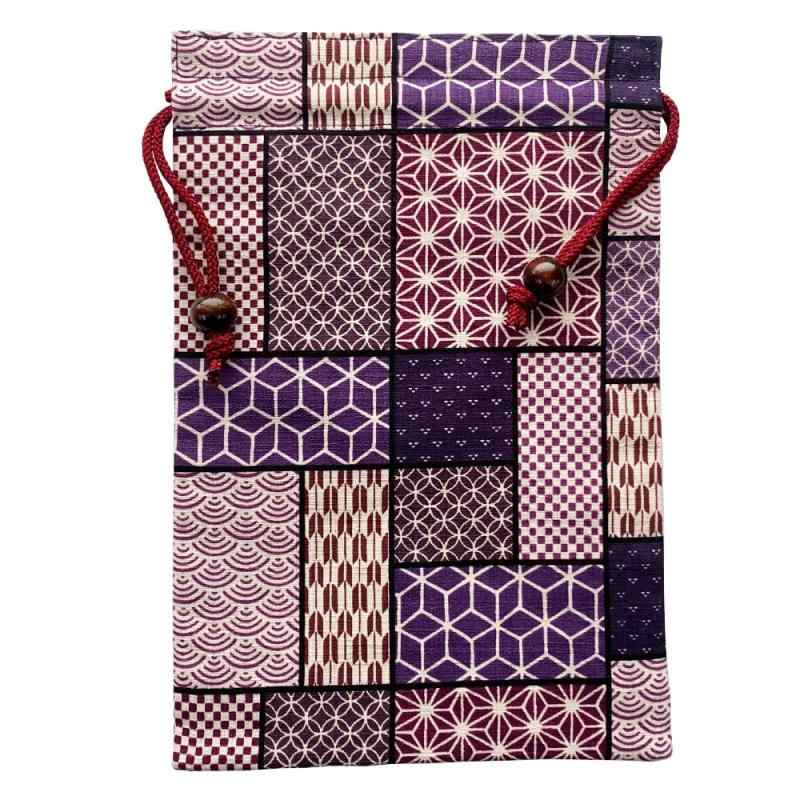 京佑 御朱印帳 ケース 巾着 日本製 和柄 古典古布 綿 約26.5×18cm