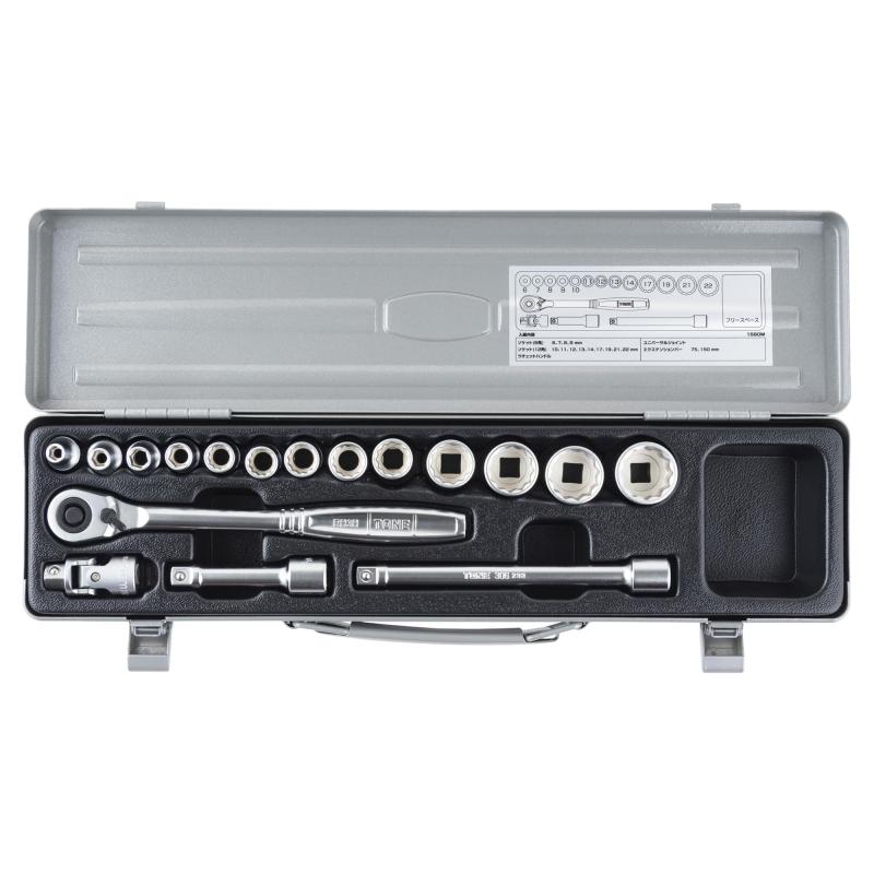 トネ(TONE) ソケットレンチセット 差込角9.5mm(3/8&quot;) 1560M 内容17点 シルバー