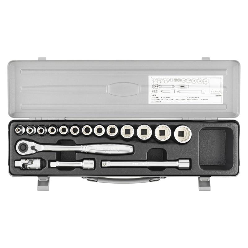 トネ(TONE) ソケットレンチセット 差込角9.5mm(3/8&quot;) 1560MH 内容17点 シルバー