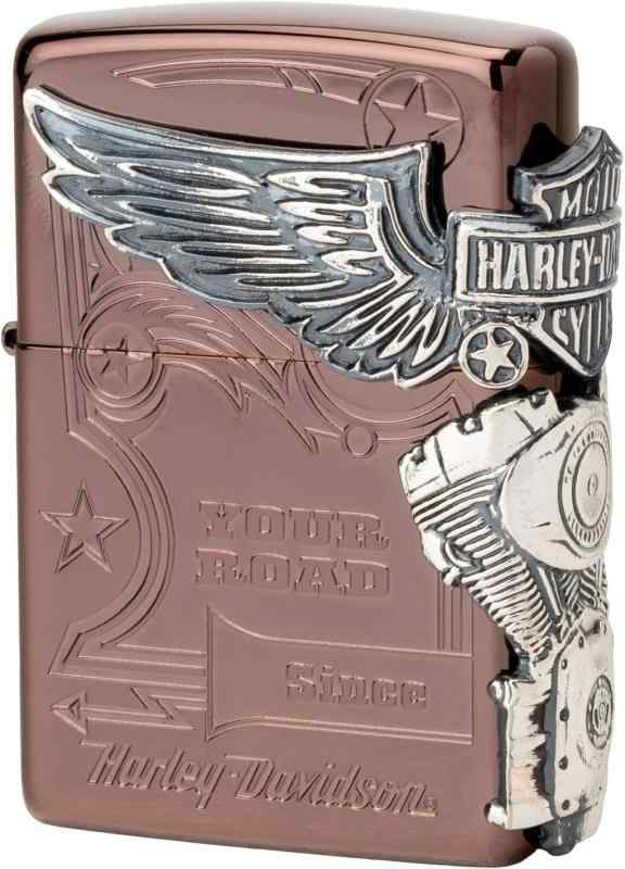 ZIPPO(ジッポー) ライター ハーレーダビッドソン 日本 3面連続加工 チタンコーティング ブラウン×シル..