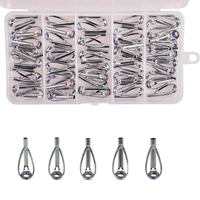 ロッドガイド 釣り竿トップガイド ヒント セット セラミックリング ステンレス鋼 釣り竿穂先 交換 修理キット 収納ボックス付き