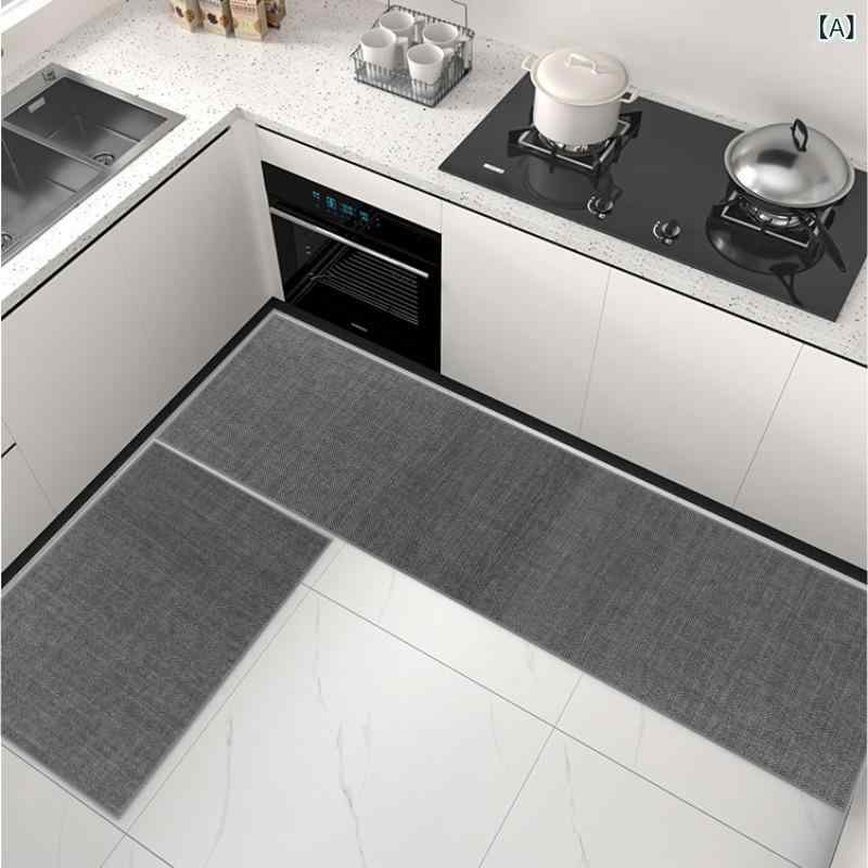Kitchen Mats - キッチン ラグ 家用 長方形 立体斜紋編み ポリエステル 防水 防油 防滑 吸水 耐汚 洗える グレー ベージュ アイボリー ブラウン 赤 北欧 スタイル キッチンマット フロアマット キッチンランナー 室内用 耐久性 滑り止め 油汚れ防止 水拭き簡単