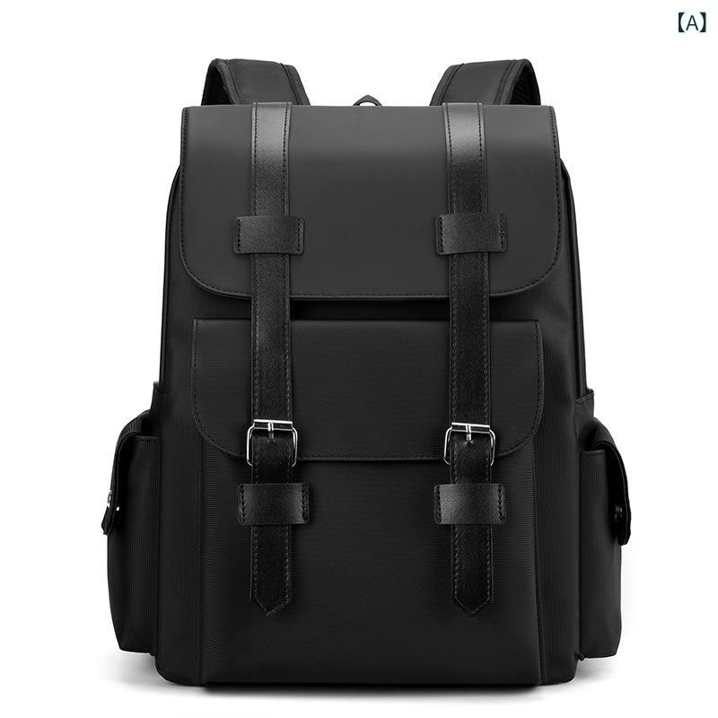 Other - バックパック メンズ レディース 防水 PU ビジネス 通勤 ビジネス旅行 超軽量 大容量 ノートPC対応 10インチ ユニセックス ブラック グレー ミリタリーグリーン ビジネスカジュアル ショルダーストラップ ロック ナイロン内張り シンプル ソリッ