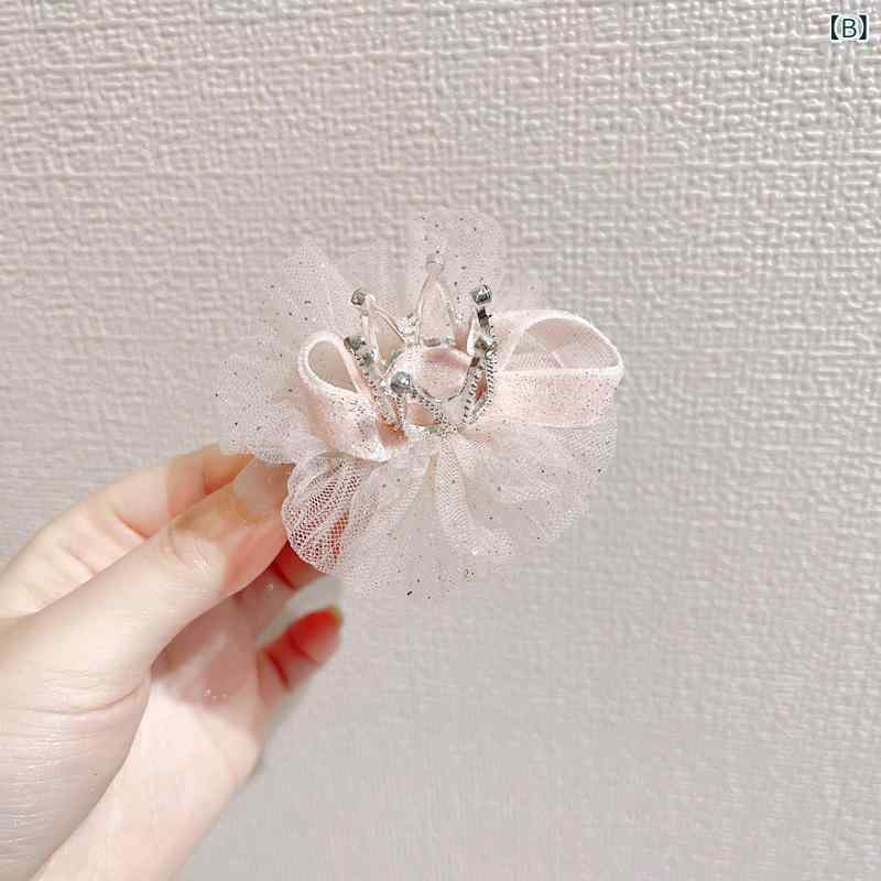 キッズ ヘアアクセサリー 女の子用 かわいい プリンセス クラウン 発夹 網纱 蝶結 ...