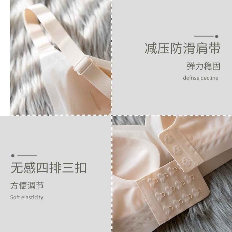 Women'S Underwear - ブラ 無鋼 無痕 接触冷感 女性用 寄せ上げ 薄型カップ 固定肩紐 後ろホック 3/4カップ 果緑 ブラック ナイロン 透気 快適 大胸 小さめ シンプル カジュアル ユース