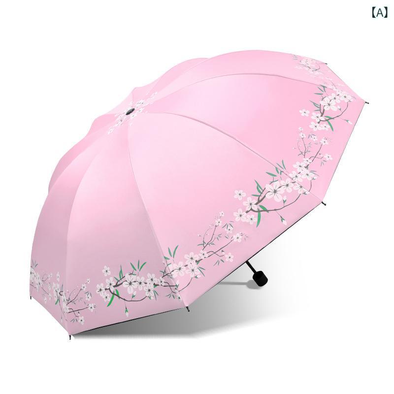 Rakuten - 折りたたみ 晴雨兼用 傘 女性用 防紫外線 遮陽 日系 軽量 10本骨 黒塗り加工 梨花粉 梨花青 梨花紫 梨花薄紫 梨花紺 UPF50以上 接触冷感 綿混紡 190T高密度 手動開閉 三つ折り かわいい 普段使い 通勤用 アウトドア 伸縮性 吸湿速乾