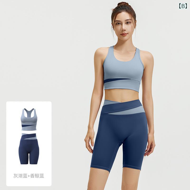 レディース ヨガウェア セット 女性用 切り替え デザイン 透気性 吸湿速乾 伸縮性 ...