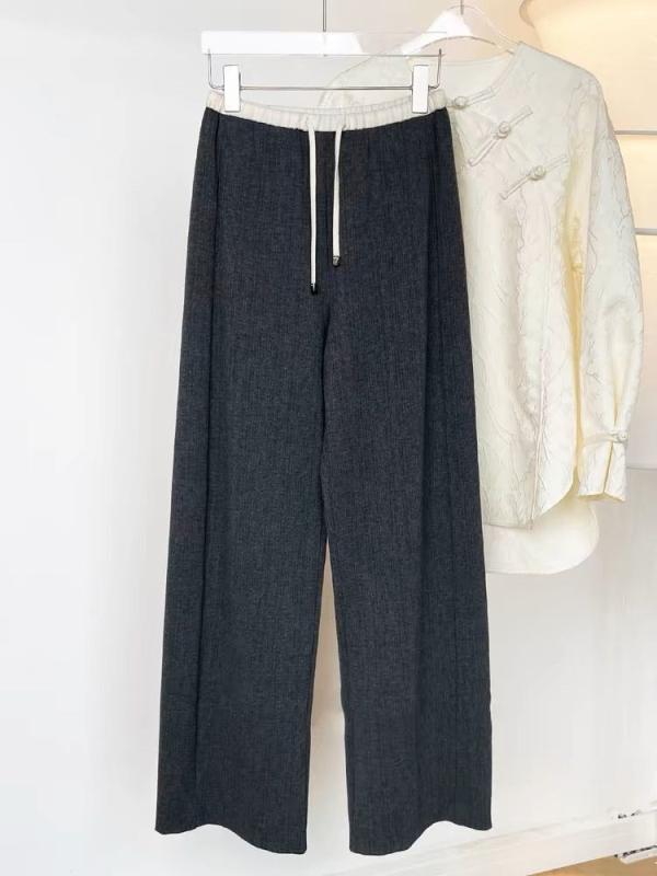 レディース ワイドパンツ 切り替え デザイン 直筒 クロップドレッグパンツ 高腰 ハイウエスト マイクロストレッチ ポリエステル素材 薄手 軽量 快適 普段使い 通勤 カジュアル グレー 秋冬 2025年