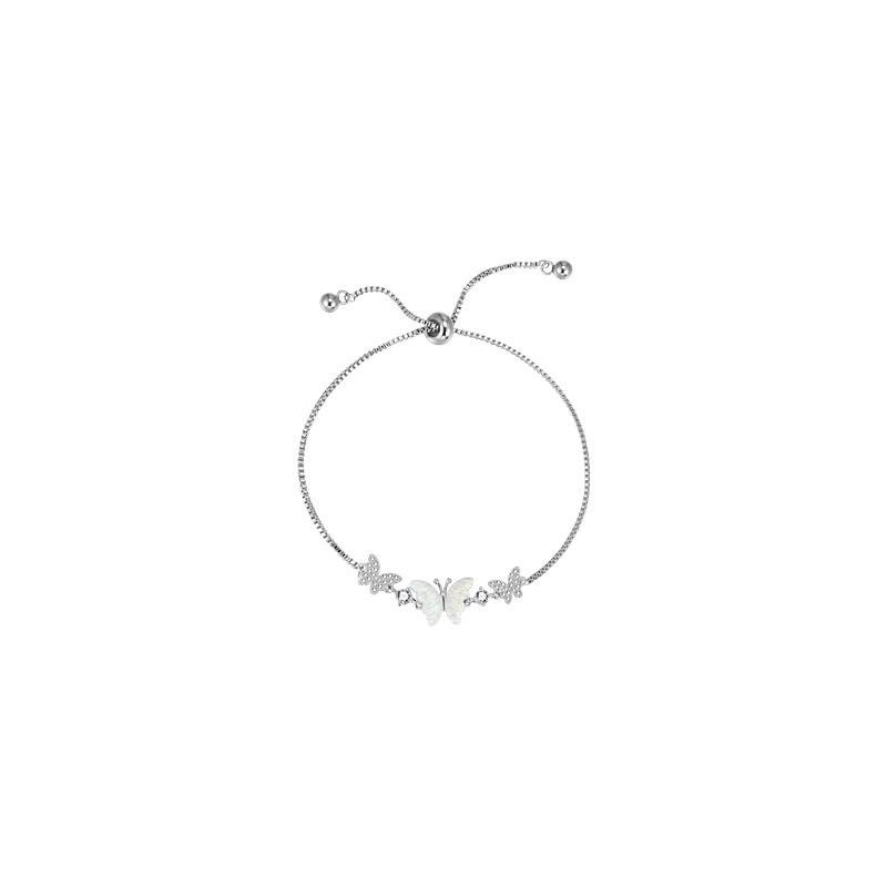 Pearl White - レディース 手链 貝殻 蝶々 引き出し ファッション アクセサリー 合金 電気メッキ加工 夏 かわいい 甘め 動物モチーフ 軽量 普段使い シンプル シルバー ピンク グリーン