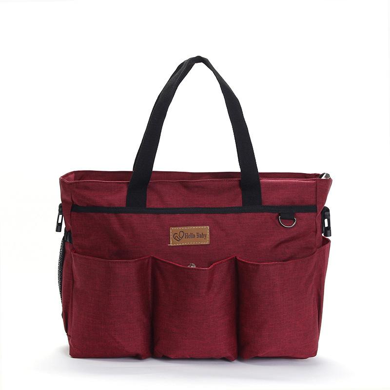 Mother'S Bags - ママバッグ 母子用 大容量 防水 軽量 斜めがけ バッグ 収納 家用 磨砂布 牛津布 ライニング 弧形肩带 肩掛け 拡張可能 外出 待産 母乳育児 アウトドア 枣紅 紺 グレー 深色系 春夏 機能的 耐久性 日常使い 通勤 旅行 ショルダーバッグ トート