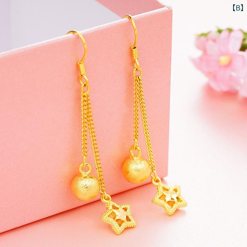 novolstoreのイヤリング 女性用 ゴールド 復古 花びら モチーフ 長め フリンジ デザイン 春夏 ファッション アクセサリー 個性派 スタイル ブロンズ ベース 軽量 華やか 耳飾り｜アングル3