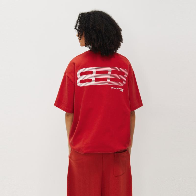 Tシャツ メンズ グラデーション ランニング デザイン 半袖 国潮 トレンド アメリカン カップル 夏 ゆったり 丸首 トップス 綿100% ストライプ 柄 ルーズフィット 落肩袖 印花 クリエイティブ ファニー 抗菌 白色 黒 赤 休闲 シーン ティー