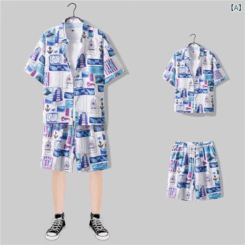 Rakuten - 半袖 花 シャツ 海南 島 服 ビーチ 服 三 亜 夏 威風 タイ 旅行 男性 カップル 夏 レジャー スーツ