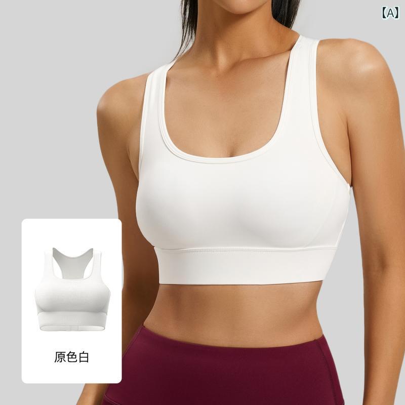 Wear - スポーツブラ レディース 調整可能 バックル クロスバック ランニング フィットネス ヨガ 高強度運動 インナー ポリエステル スパンデックス 無鋼 フルカップ 中厚 カップ 固定ストラップ 後ろ三段フック 光沢面 青年女性 スポーツカジュアル 夏 春