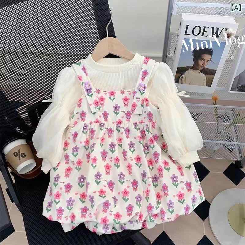 女の子の ワンピース 春秋 服 2024 枚の 新しい 洋 気 秋の 子供の 女の子の お姫様の 花の スカート