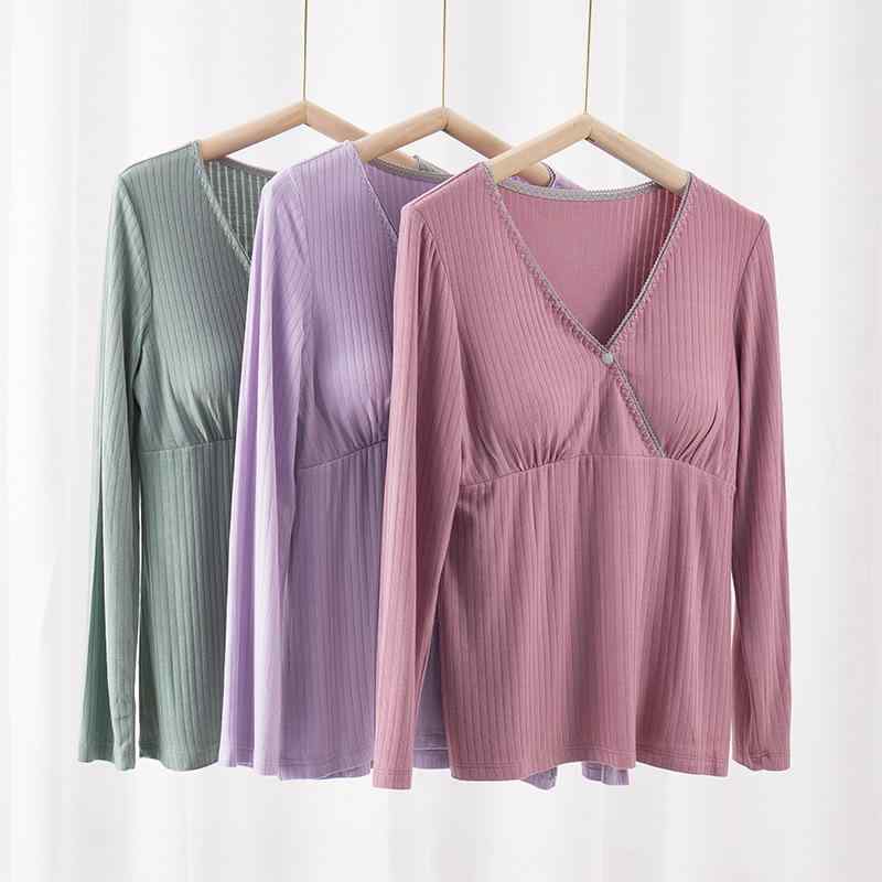 マタニティウェア レディース ルームウェア 授乳服 Vネック パジャマ 産後 産前 インナー 部屋着 接触冷感 伸縮性 ゆったり 大きいサイズ マタニティ 授乳キャミソール 授乳機能付 ブラカップ付 快適 吸湿速乾 通気性 柔らかい 敏感肌対応 無地 シ・素材: 再生繊維・スタイル: プルオーバー・ネックライン: Vネック・袖丈: 長袖・丈: ロング・スタイル: シンプルカジュアル・袖デザイン: ドロップショルダー・性別: レディース・生地の厚さ: 超薄手(81-100g/平方メートル)・カラー展開: 小豆色、ピンク、シュガーオレンジ、杢グレー、抹茶色、グリーン、ブルー、スターパープル、ブラック、ホワイト・サイズ展開: M、L、XL、2XL、3XL