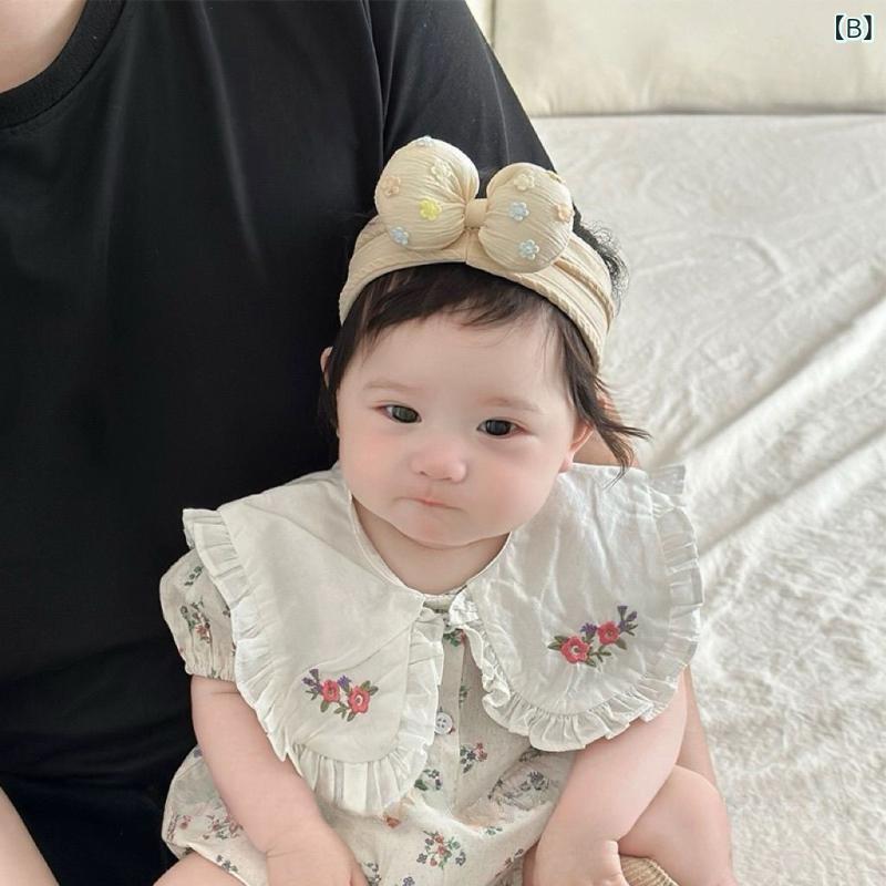 ベビー 帽子 男女兼用 赤ちゃん 頭飾り 蝴蝶結 発帯 空頂帽 綿素材 遮陽 夏用 かわ...