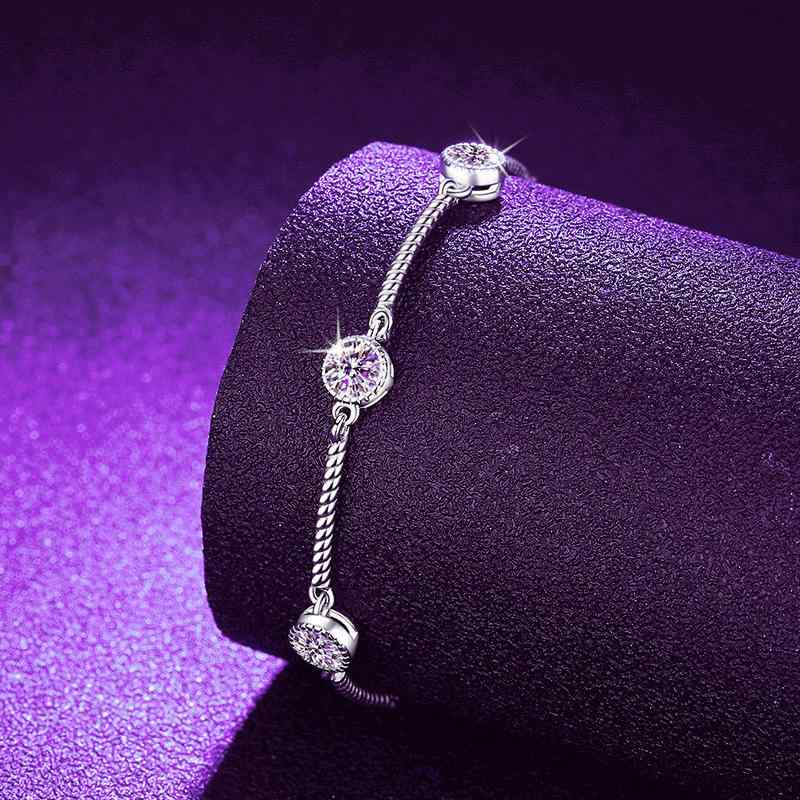Akoya Pearl - レディース 編み込み 麻花 手链 モアサナイト 925 純銀 女性用 アクセサリー ファッション かわいい 百搭 チェーン デザイン ライト ウェイト シルバー アクセント ハンドメイド スタイル ブレスレット 春夏 コーディネート ギフト アイデア