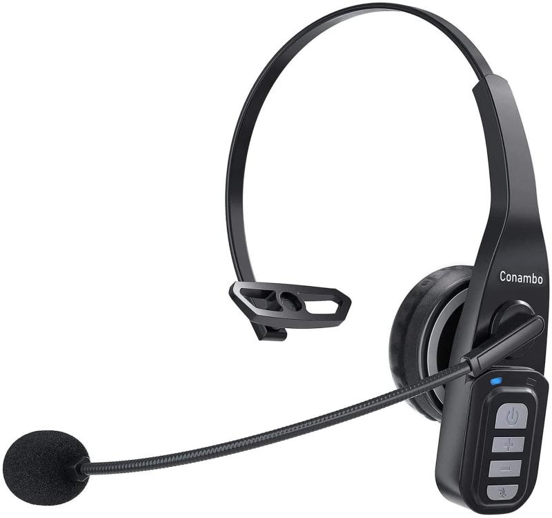 Conambo Bluetooth 5.0 ヘッドセット 片耳 左右耳兼用マイク付き 最大22時間連続使用 CVC8.0ノイズキャンセリング ハンズフリー ワイヤレス ヘッドセットミュート機能 二台接続可能 Siri対応 ビジネ