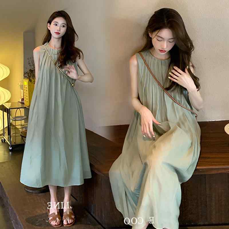 ワンピース レディース 妊婦 マタニティ ノースリーブ ロング丈 フレンチ スタイル ゆったり 楽ちん カジュアル きれいめ シンプル 無地 体型カバー 着痩せ マキシ丈 ロングドレス 春夏・カテゴリ: ワンピース・ネックライン: ラウンドネック・袖丈: ノースリーブ・素材: シフォン・主な素材含有量: 95%以上・柄: 無地・スカート丈: ロング丈・カラー展開: グリーン・サイズ展開: M,L,XL,2XL・スカートの形: フリルスカート・スタイル: 日韓カジュアル