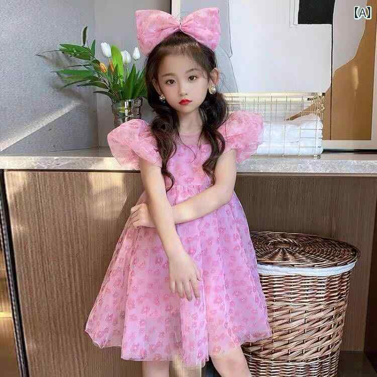 女の子 ワンピース プリンセスドレス 甘め 韓風 かわいい 蝶結び 無袖 Aライン チ...