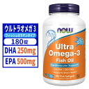 ★楽天Now Foods公式販売店★ ナウフーズ ウルトラオメガ3 500 EPA／250 DHA 180粒 フィッシュソフトジェル【Now Foods】Ultra Omega-3 500 EPA／250 DHA 180 fish Softgels