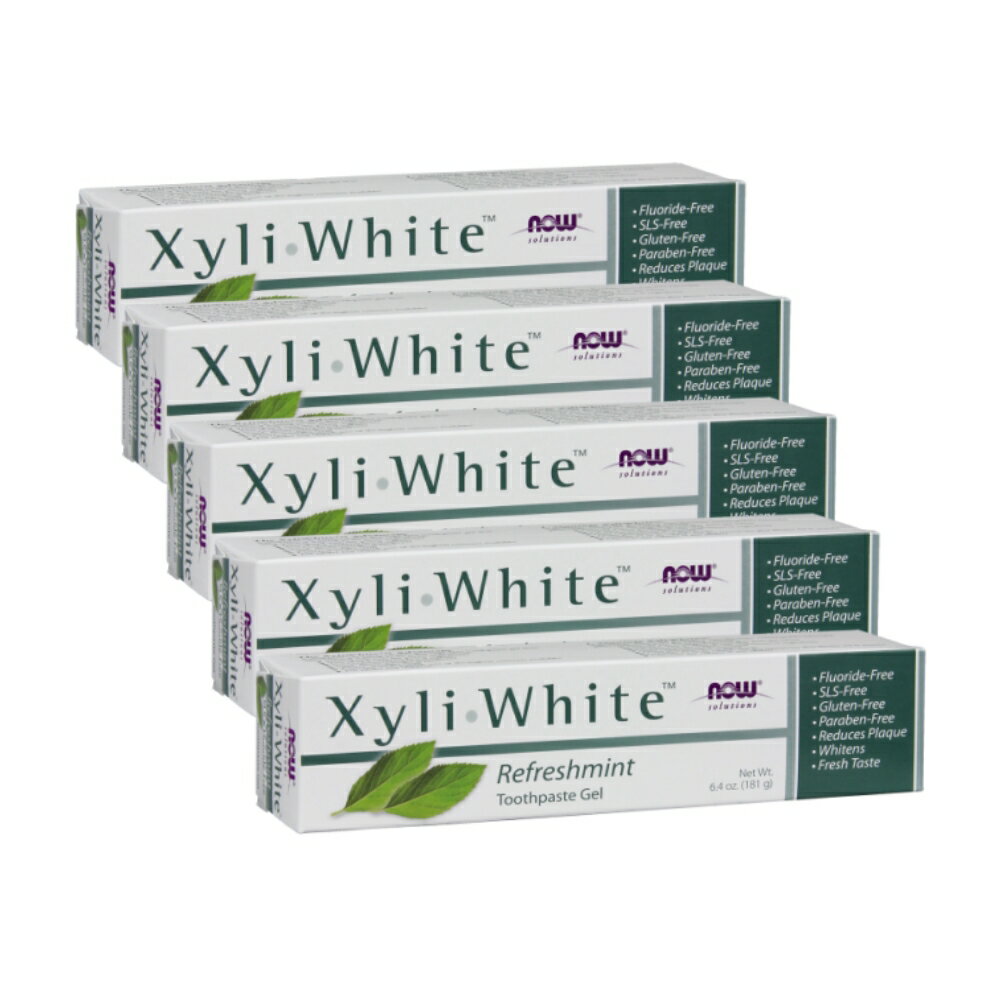 ★楽天Now Foods公式販売店★ 5個セット 歯磨き粉 キシリホワイト トゥースペースト リフレッシュミント 181g ナウフーズ ジェル 人気 オーラルケア 天然キシリトール フッ素フリー【Now Foods】XyliWhiteToothpaste Gel, Refreshmint 6.4 oz