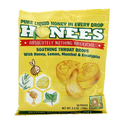 【送料無料】ハニーレモン味 20個入り ホーニーズ のど キャンディー 飴【Honees】Cough Drops, Honey Lemon 20Drops 【送料無料】ハニーレモン味 20個入り ホーニーズ のど キャンディー 飴【Honees】Cough Drops, Honey Lemon 20Drops