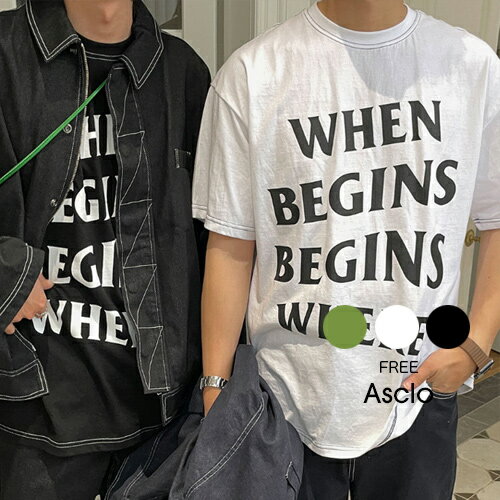 【クーポン利用で35%OFF】ASCLO(エジュクロ)ASCLO Begins Short Sleeve T Shirt (3color)韓国 韓国ファッション　レタリング 半袖 Tシャツ3rdspring2【7】※メール便不可のサムネイル