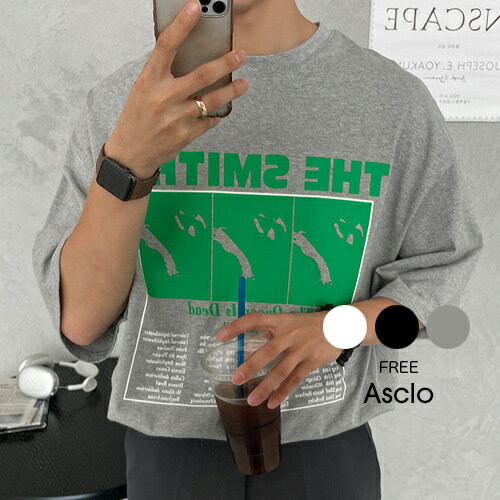ASCLO(エジュクロ)ASCLO Smiths Short Sleeve T Shirt (3color)韓国 韓国ファッション　フロント プリント 半袖 オーバーサイズ3rdspring2【7】※メール便不可のサムネイル