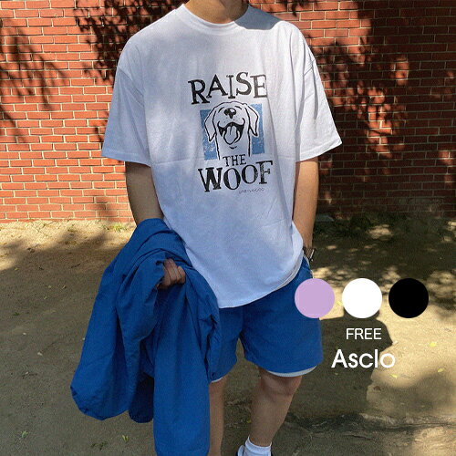 ASCLO(エジュクロ)ASCLO WOOF Short Sleeve T Shirt (3color)韓国 韓国ファッション　犬 イラスト プリント Tシャツ 半袖3rdspring2【7】のサムネイル