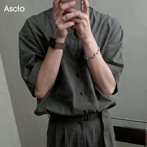 ASCLO(エジュクロ)Kant Linen Short Sleeve Over Shirt 韓国 韓国ファッション　リネン 半袖シャツ オーバーサイズ3rdspring2【7】※メール便不可【送料無料】のサムネイル