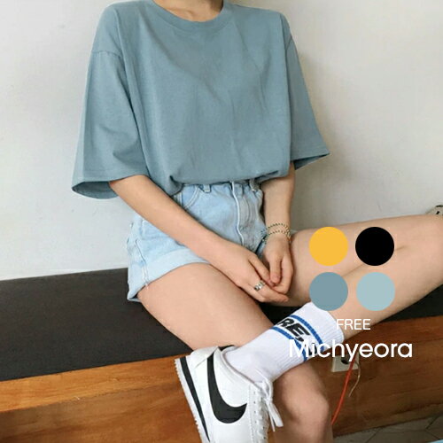 365日ベーシックTシャツ カラバリ カジュアル 半袖 春 夏 Tシャツ トップス 無地 シンプル オーバーサイズ ルーズMICHYEORA(ミチョラ) 韓国 韓国ファッション【即納】のサムネイル