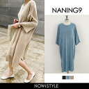 NANING9(ナンニング)ワイドスリーブニットワンピース【...