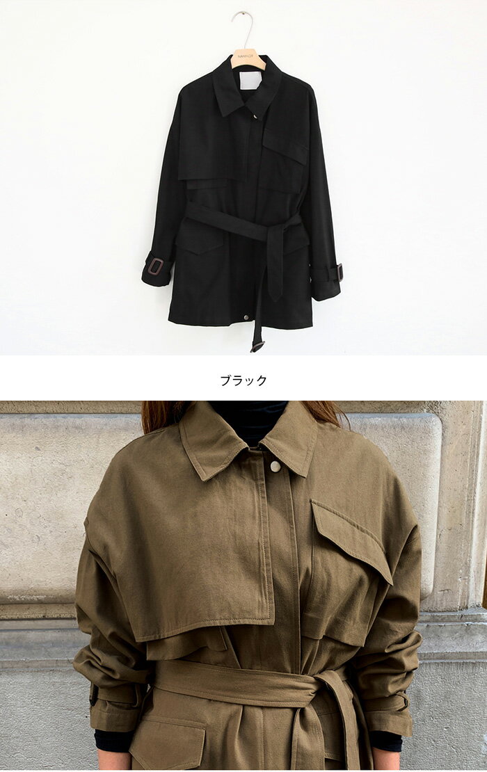 NANING9(ナンニング)ポケットポイント2wayジャケット【送料無料】韓国 韓国ファッション 2way ジャケット 秋 ライトアウター 秋冬 アウター カジュアル ジャケットコート ミリタリージャケット レディース ファッション【あす楽】 ★