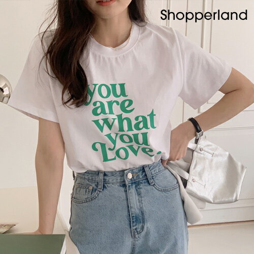 【SALE】SHOPPERLAND(ショッパーランド)whatyouloveT-シャツ【メール便】韓国 韓国ファッション 韓国 韓国ファッション レディースファッション 韓国ブランド T-シャツ レタリング【7】