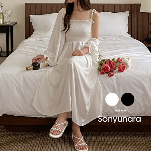 SONYUNARA(ソニョナラ)ボレロカーディガン+キャミロングワンピース韓国 ファッション レディース 