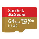 SanDisk サンディスク 64GB SDSQXAH-064G-GN6MN Extreme UHS-I U3 V30 A2 ウェスタンデジタル マイクロSD microSDカード microSDXC R:170MB/s W:80MB/s(2)