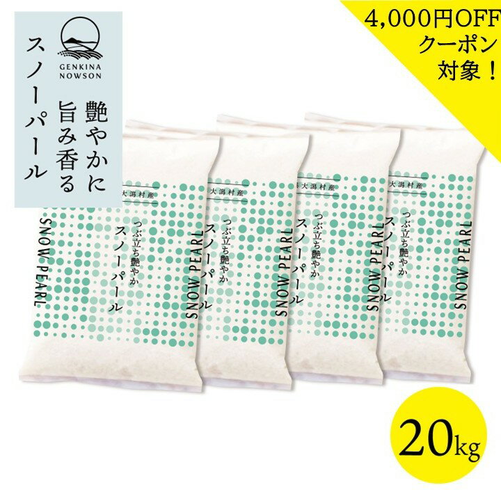 Rice - 4000円OFFクーポン対象！数量限定 スノーパール 20kg 送料無料 脱気包装5kg×4袋 選べる精米（白米／無洗米）2025年産 令和7年産 秋田県産 農家直送 小分