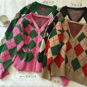 【送料無料】アーガイル柄ニットカーデ カーディガン