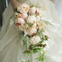 【送料無料】ロケフォトなど、何回でも使えるのがうれしいアーティフィシャルフラワーブーケ 結婚式 ウエディングブーケ インテリア おじゃれ ニュアンスピンク ボタ...