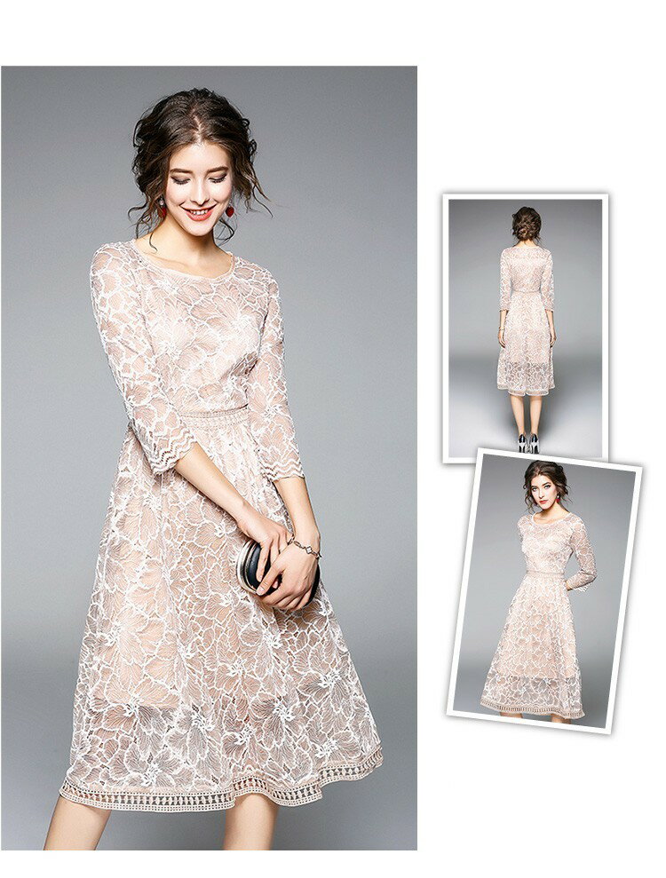THOM WILLS送料無料 ワンピース ロングワンピース レース ロング 結婚式 パーティー ドレス 花柄 総レース ミディアム丈 フレア 膝丈 黒 ワンピ 長袖 フォーマル フォーマルドレス 大きいサイズ お呼ばれ 二次会 披露宴 花嫁 大人 上品 お嬢様
