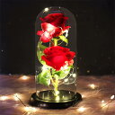 ガラスドーム 薔薇 造花ライト 枯れない花 バラ造花 フラワーライト 新年プレゼント花束 LEDライト電池式 フラワーギフトバレンタインデー 母の日 敬老日 誕...